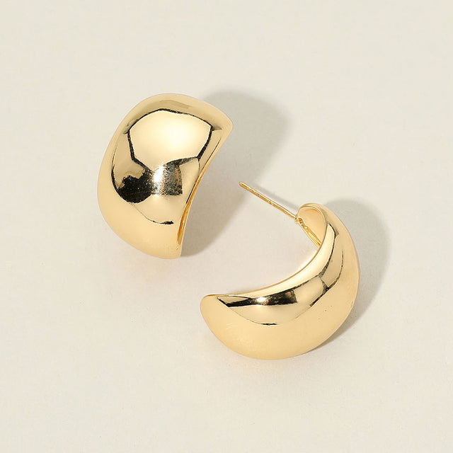 Madeline Love Gold Chunky Curved Half Metal Hoop Earrings
