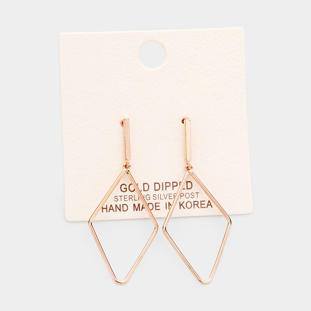 Madeline Love Rose Gold Gold Dipped Metal Bar Rhombus Earrings