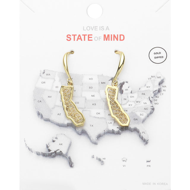 Madeline Love Gold Gold Dipped California State Earrings