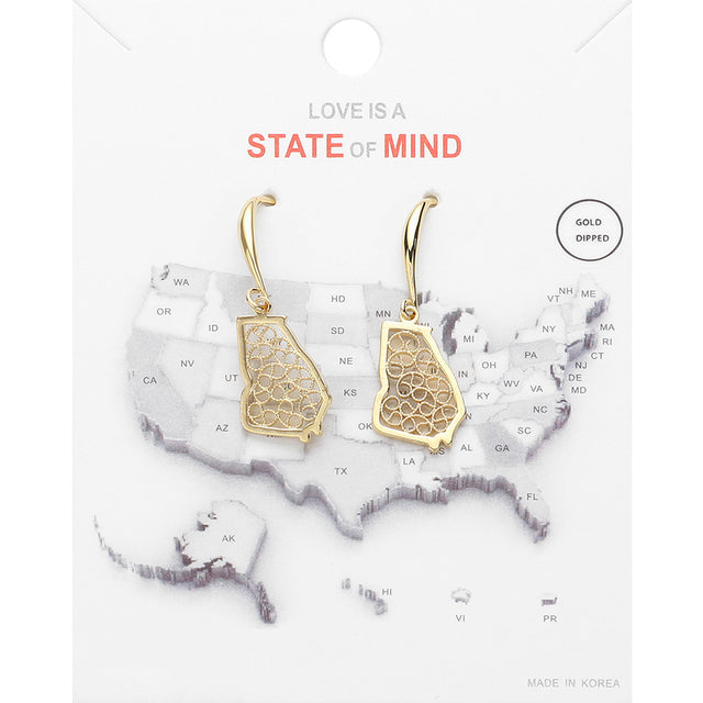 Madeline Love Gold Gold Dipped Georgia State Earrings