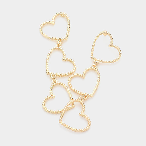 Open Metal Heart Link Dropdown Earrings