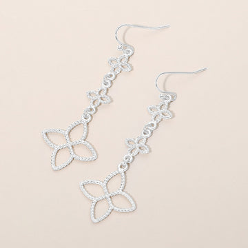 Madeline Love Silver Textured Metal Floral Link Drop Earrings