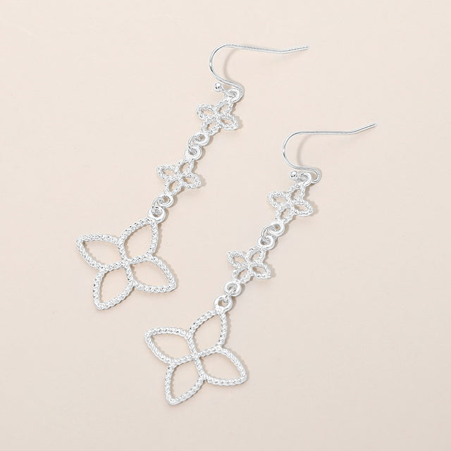 Madeline Love Silver Textured Metal Floral Link Drop Earrings