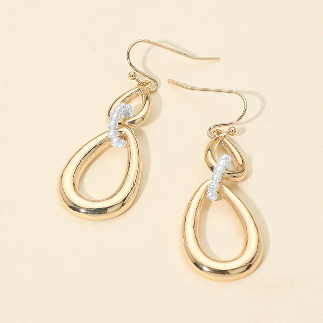Madeline Love Gold Two Tone Metal Teardrop Link Drop Earrings
