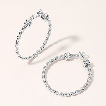 Madeline Love Rhodium Metal Rope Hoop Earrings