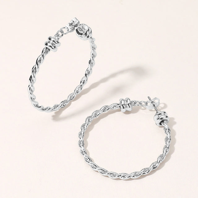 Madeline Love Rhodium Metal Rope Hoop Earrings