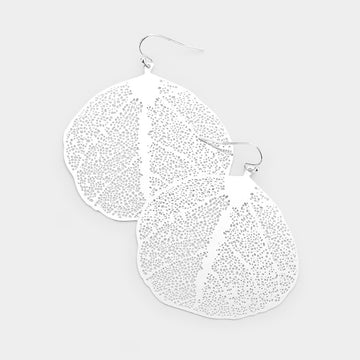 Madeline Love Silver Brass Metal Leaf Earrings