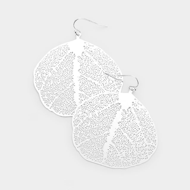 Madeline Love Silver Brass Metal Leaf Earrings