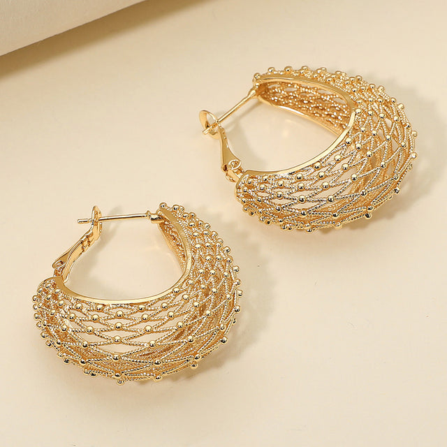 Madeline Love Gold Textured Metal Filigree Hoop Earrings