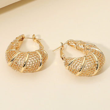 Madeline Love Gold Metal Spiral Mesh Dome Hoop Earrings