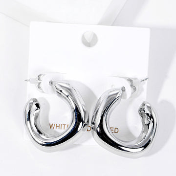 Madeline Love Rhodium White Gold Dipped Metal Square Hoop Earrings
