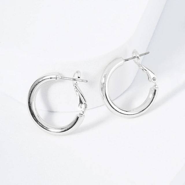 Madeline Love Rhodium Rhodium Plated Hypoallergenic Classic Hoop Earrings
