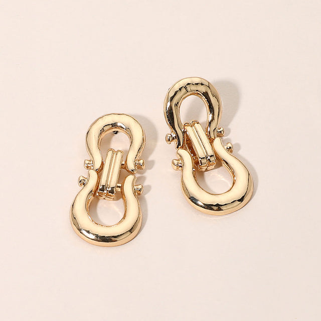 Madeline Love Gold Sculptural Metal Double Link Drop Earrings