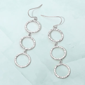 Madeline Love Silver Textured Metal Open Circle Link Drop Earrings