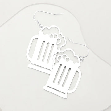 Madeline Love Matte Silver Beer Shaped Metal Earrings
