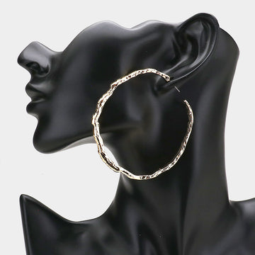 Madeline Love Gold Textured Irregular Metal Hoop Earrings
