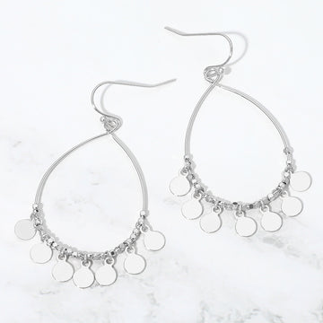 Madeline Love Rhodium Boho Metal Coin Charm Beaded Teardrop Earrings