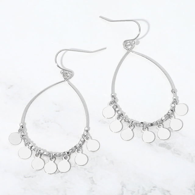 Madeline Love Rhodium Boho Metal Coin Charm Beaded Teardrop Earrings