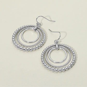 Madeline Love Rhodium Metal Bubble Layered Hoop Dangle Earrings