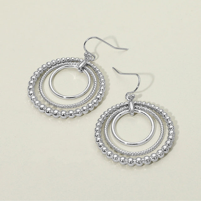 Madeline Love Rhodium Metal Bubble Layered Hoop Dangle Earrings