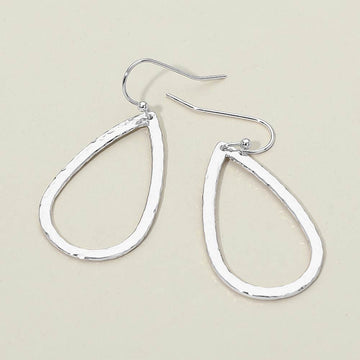 Madeline Love Rhodium Geometric Metal Open Teardrop Drop Earrings
