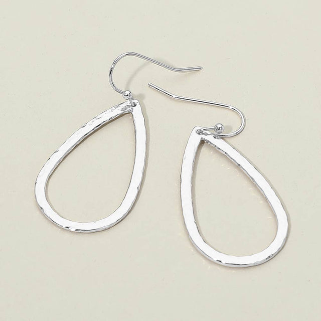 Madeline Love Rhodium Geometric Metal Open Teardrop Drop Earrings