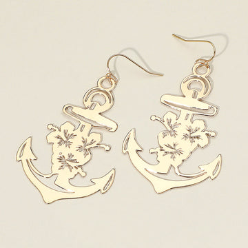 Madeline Love Gold Brass Metal Cutout Anchor Dangle Earrings