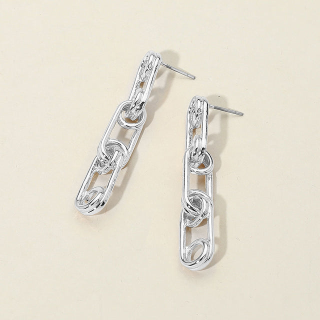 Madeline Love Rhodium Sterling Silver Dipped Chain Drop Earrings
