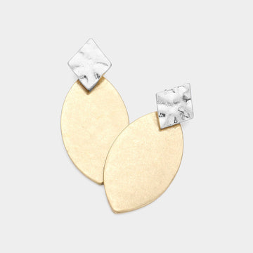 Madeline Love Worn Gold, Worn Silver Metal Oval Earrings