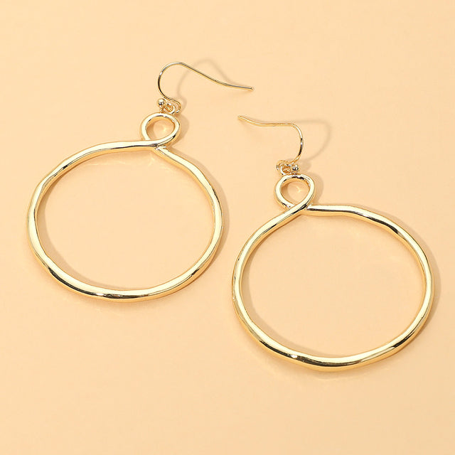 Madeline Love Gold Open Metal Organic Circle Drop Dangle Earrings