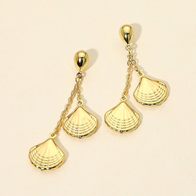 Madeline Love Gold Stainless Steel Seashell Charm Drop Earrings
