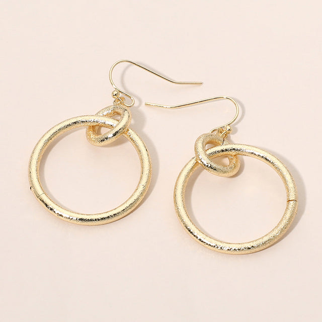 Madeline Love Gold Textured Metal Geometric Circle Drop Dangle Earrings