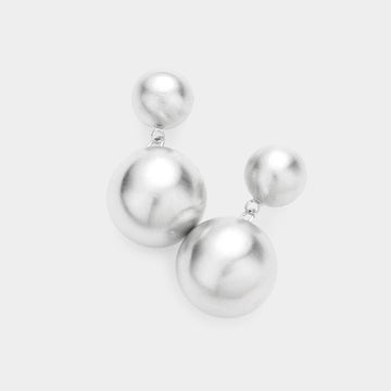 Madeline Love Rhodium Double Metal Ball Link Dangle Earrings