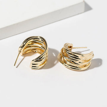 Madeline Love Gold Gold Dipped Layered Curve Hoop Earrings