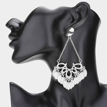 Madeline Love Rhodium Abstract Metal Chandelier Link Dangle Earrings