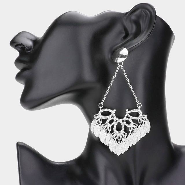 Madeline Love Rhodium Abstract Metal Chandelier Link Dangle Earrings