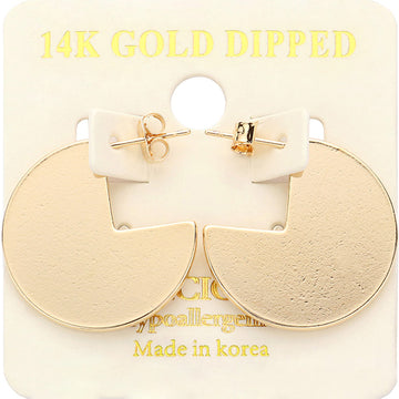 Madeline Love Gold 14K Gold Dipped Abstract Metal Round Earrings