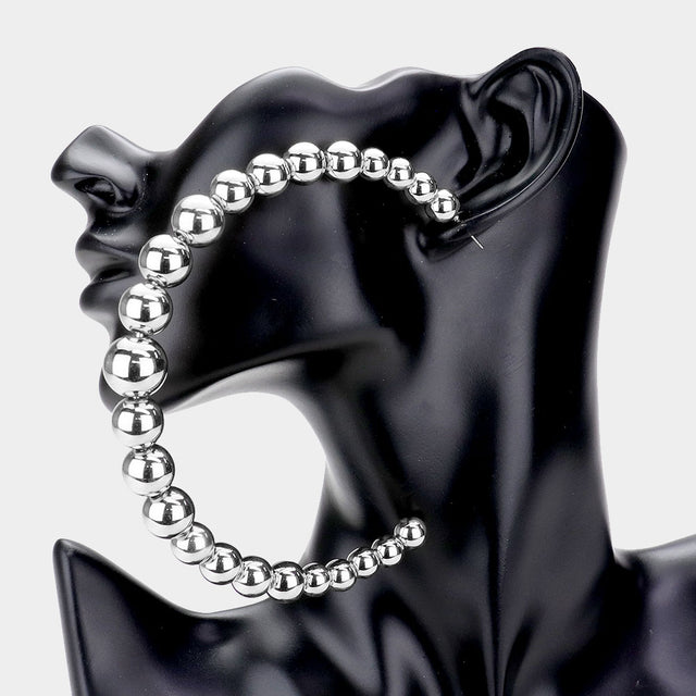 Madeline Love Rhodium Oversized Metal Ball Half Hoop Earrings