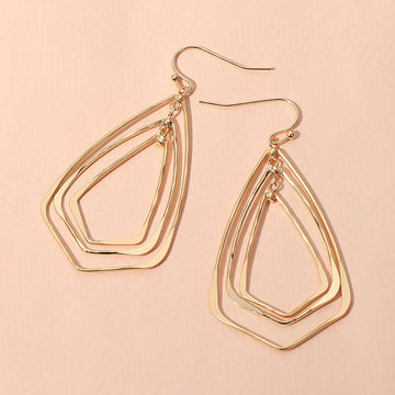 Madeline Love Gold Metal Wire Geometric Triple Layered Dangle Earrings