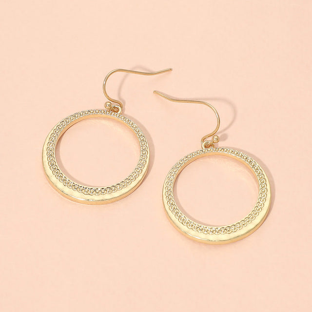 Madeline Love Worn Gold Textured Metal Hoop Drop Dangle Earrings