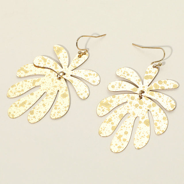 Madeline Love Gold Splash Metal Leaf Link Dangle Earrings
