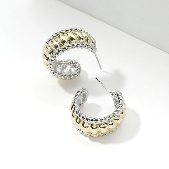 Madeline Love Two Tone Two Tone Textured Hoop Earrings
