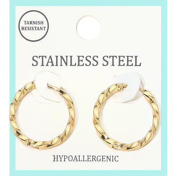Madeline Love Gold Stainless Steel Twisted Huggie Hoop Earrings