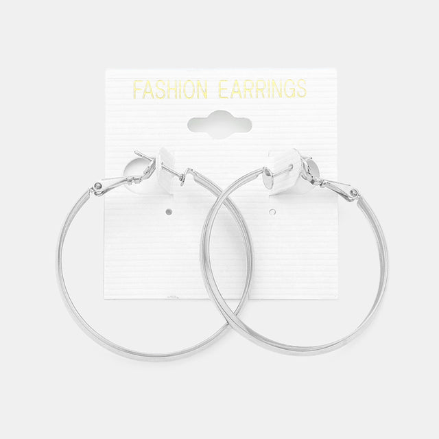 Madeline Love Silver 1.6 Inch Metal Hoop Earrings