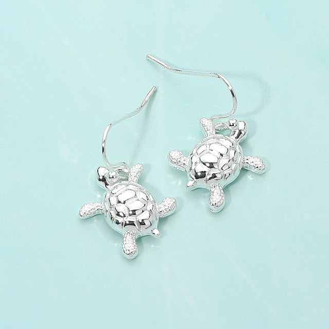 Madeline Love Silver Metal Sea Turtle Dangle Earrings