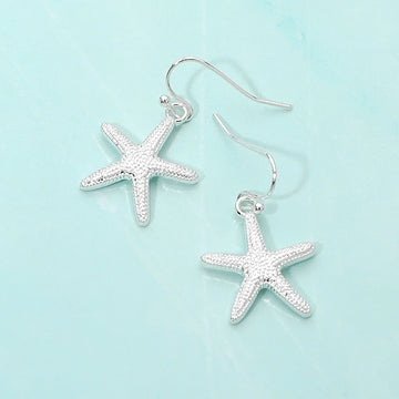 Madeline Love Silver Textured Metal Starfish Dangle Earrings