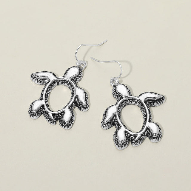 Madeline Love Antique Silver Antique Metal Open Sea Turtle Drop Earrings