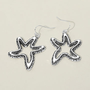 Madeline Love Antique Silver Antique Metal Open Starfish Drop Earrings