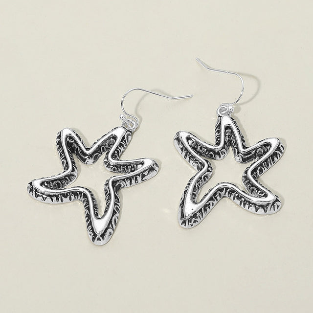 Madeline Love Antique Silver Antique Metal Open Starfish Drop Earrings