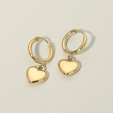 Madeline Love Gold Stainless Steel Heart Charm Drop Mini Huggie Hoop Earrings